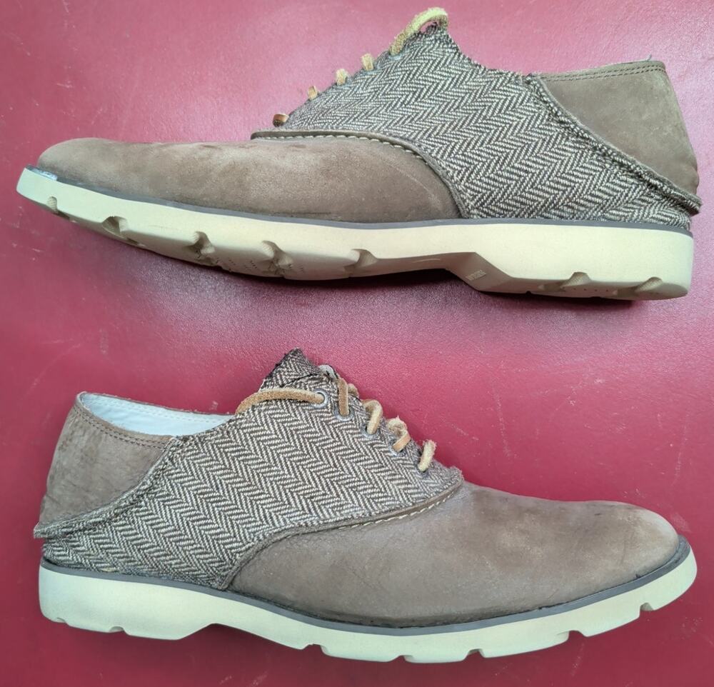 SPERRY TOP SIDER Mens Cloud Boat Oxfords Suede Leather Herringbone Fabric 11.5M
